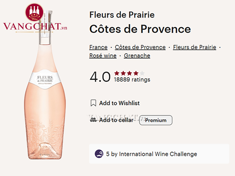 Đánh giá rượu vang Fleurs de Prairie Côtes de Provence Rosé của cộng đồng thưởng thức vang