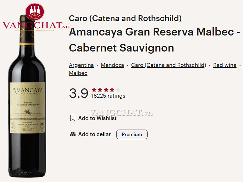 Đánh giá chai rượu vang đỏ Catena-Rothschild “Amancaya” Reserva của cộng đồng vang