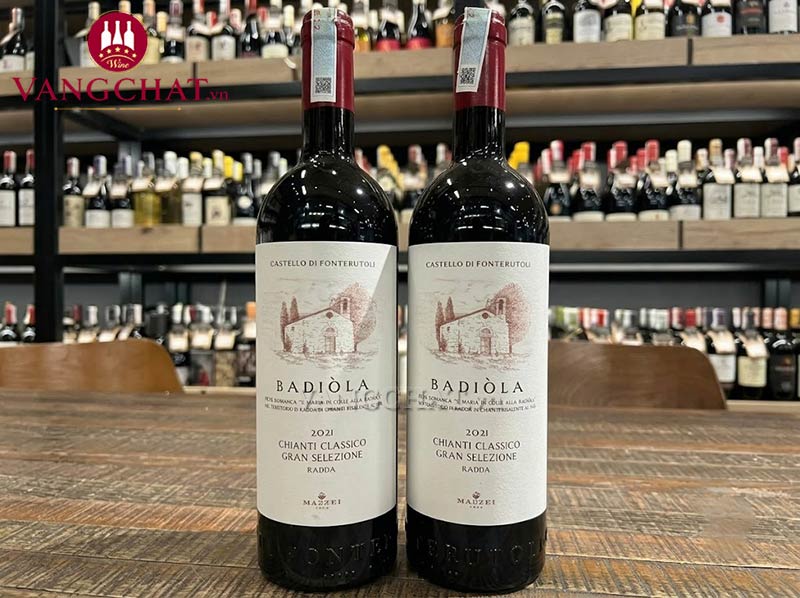 Cận chai vang đỏ Mazzei Badiola Chianti Classico Gran Selezione Radda chính hãng