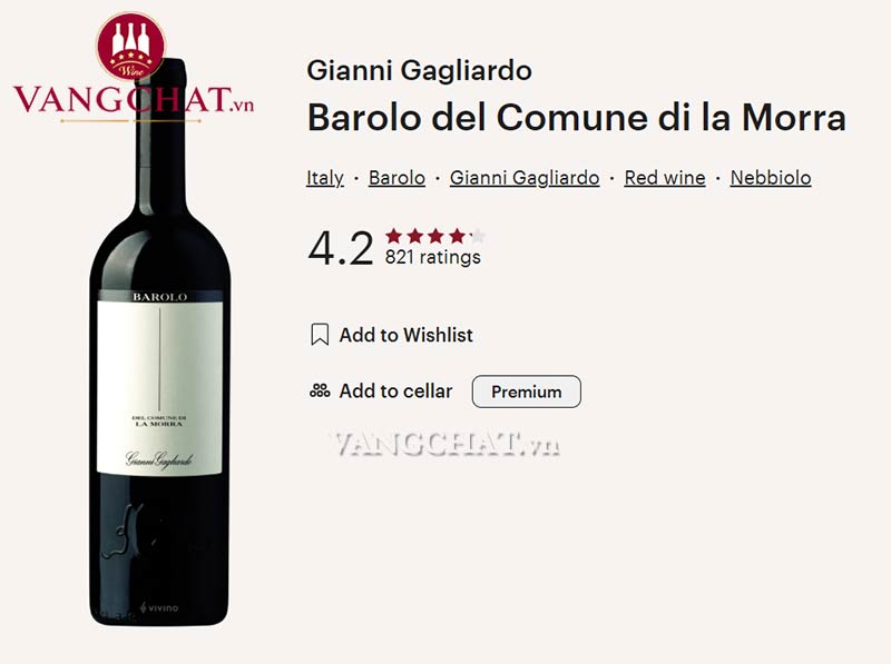 Đánh giá rượu vang đỏ Gianni Gagliardo Barolo DOCG del Comune di La Morra của cộng đồng vang