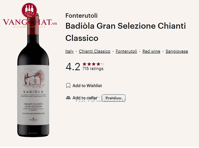 Đánh giá rượu vang đỏ Mazzei Badiola Chianti Classico Gran Selezione Radda của cộng đồng vang