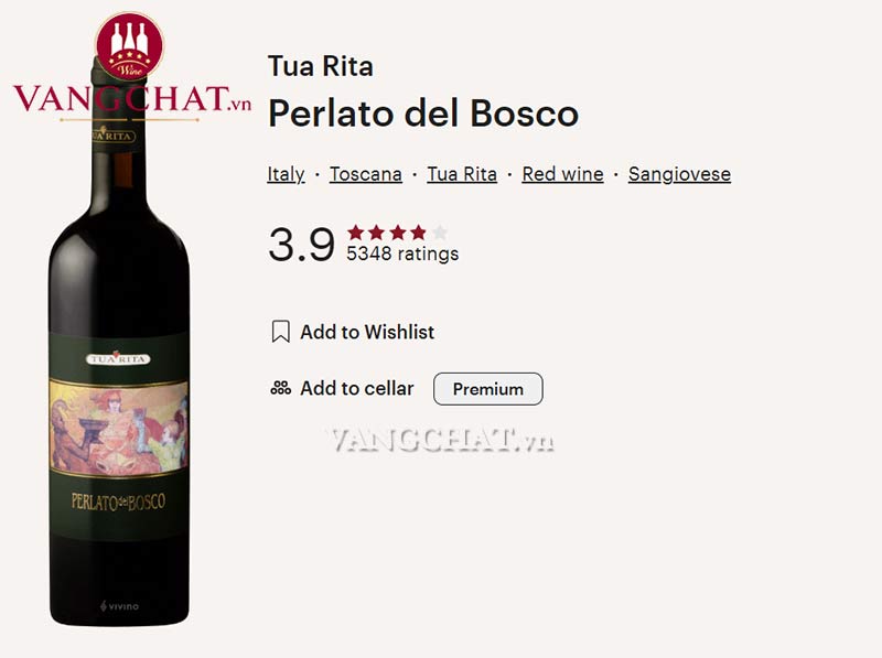 Đánh giá chai rượu vang Tuarita Perlato del Bosco Toscana Sangiovese của cộng đồng vang