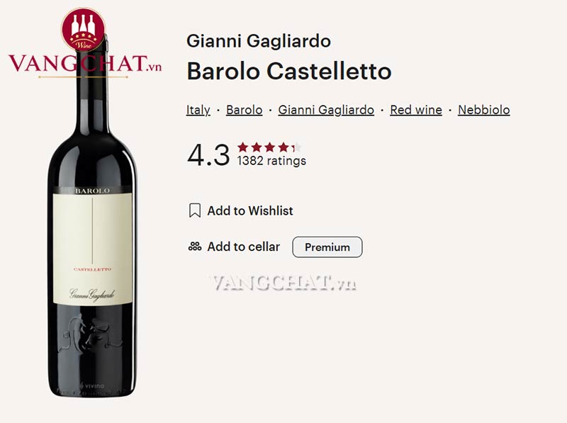 Đánh giá rượu vang đỏ Gianni Gagliardo Barolo DOCG Castelletto Serre của cộng đồng vang