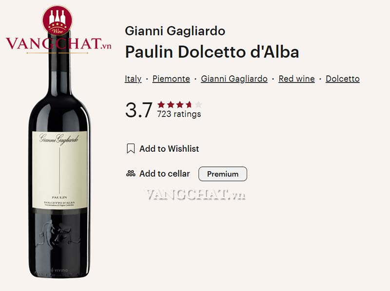 Đánh giá rượu vang Gianni Gagliardo Paulin Dolcetto d’Alba của cộng đồng vang