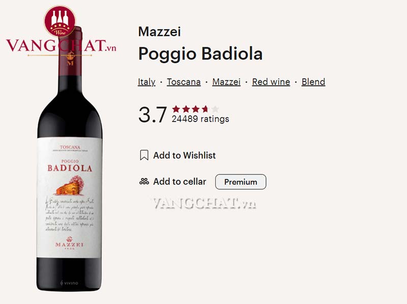 Đánh giá rượu vang Mazzei Poggio Badiola Toscana của cộng đồng vang
