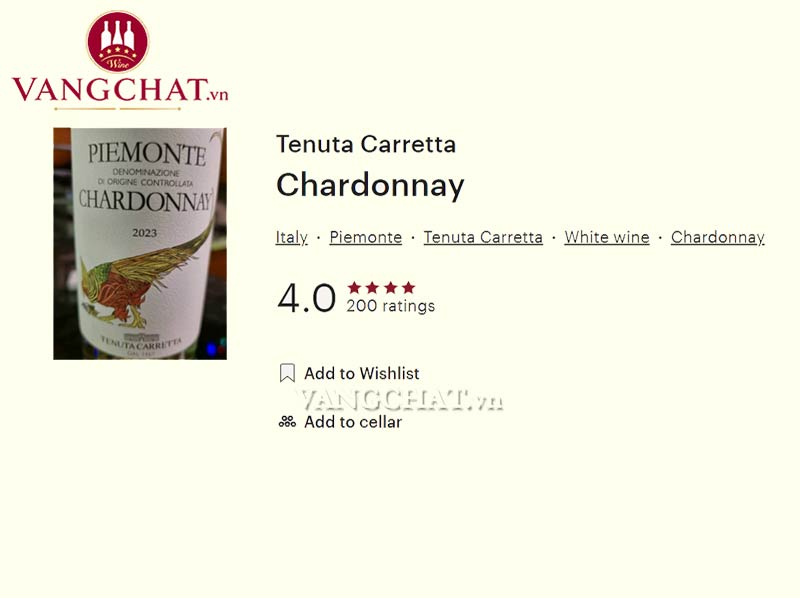 Đánh giá rượu vang Tenuta Carretta Piemonte Chardonnay của cộng đồng vang