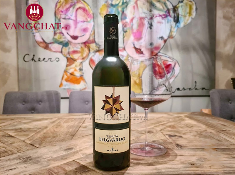 Ly vang cùng rượu vang đỏ Mazzei Tenuta Belguardo Maremma Toscana Rosso Riserva chính hãng