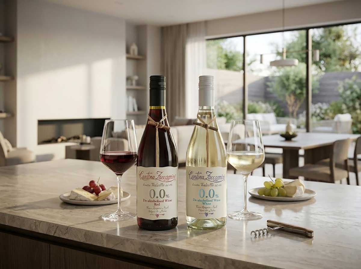 Hai chai rượu vang không cồn Cantina Zaccagnini 0.0 độ đỏ và trắng
