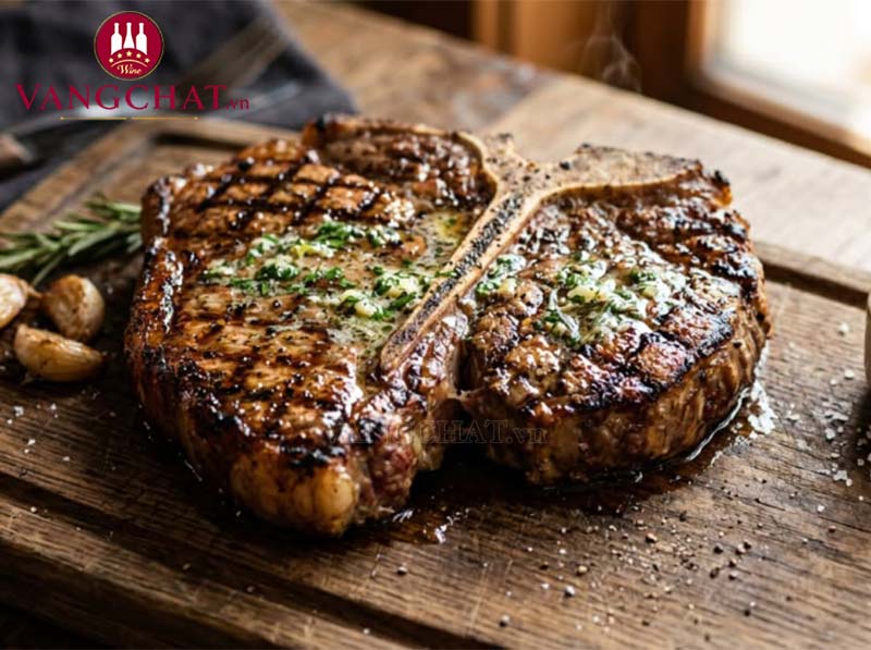 Thưởng thức steak cùng rượu vang đỏ Mazzei No. 10 Fonterutoli Toscana